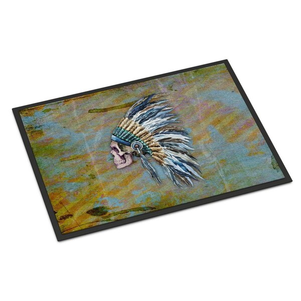 Carolines Treasures Day of the Dead Indian Chief Skull Indoor or Outdoor Mat, 24 x 36 in. BB5128JMAT - main